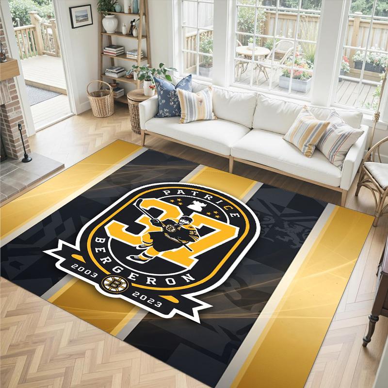 Design Boston Bruins Tappeto in Velluto di Cristallo Accogliente Non?Tappeto Stampato Antiscivolo per Camera da Letto Soggiorno Ingresso