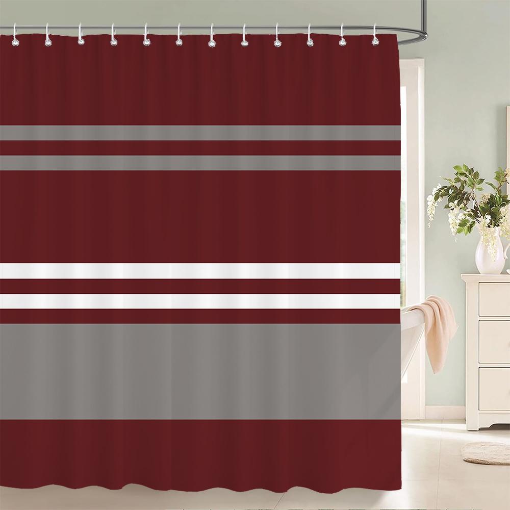 High Quality Geometric Pattern Printed Fabric Shower Curtains Bathtub Waterproof Products Bathroom Decor with 12 Hooks