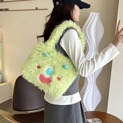 New Cute Little Monster Plush Bag Girl Heart Shoulder Handbag Large Capacity Cartoon Student Bag Messenger Bag