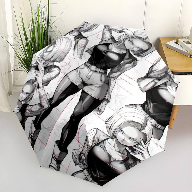 1 Stück Automatischer Faltregenschirm - Son Goku Muster Tragbares faltbares Design Mit 8 Speichen Weihnachts-Geburtstagsgeschenke