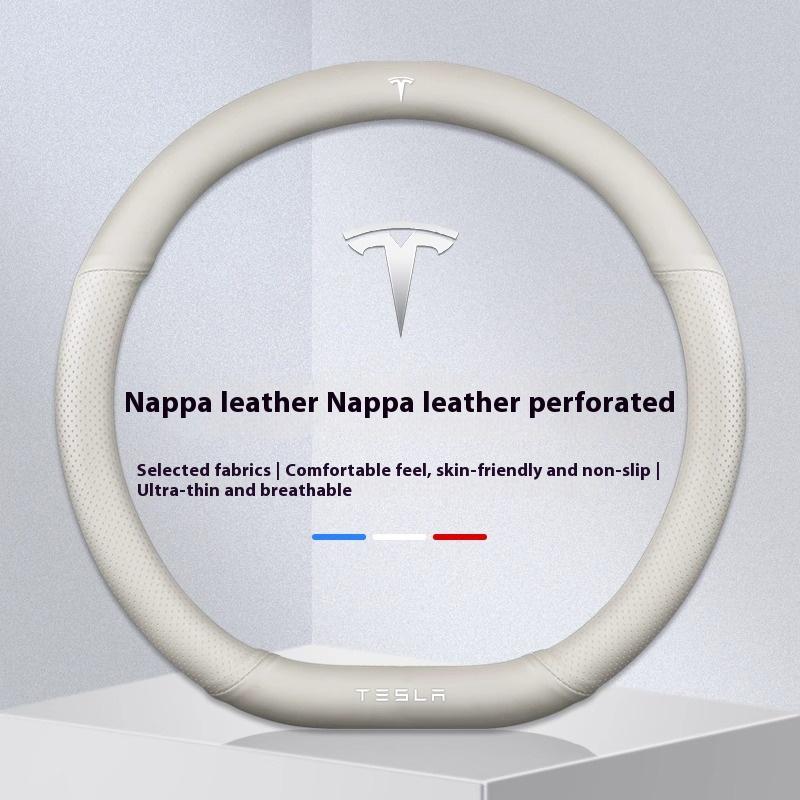 SGD4 For Tesla Model 3 Model Y Model S Model X Roadster Suede Anti-slip Breathable Leather Car Steering Wheel Cover Auto Accessories