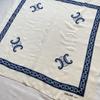 Used Scarf Silk Triomphe Macadam Chain White Navy Thin Large Vintage