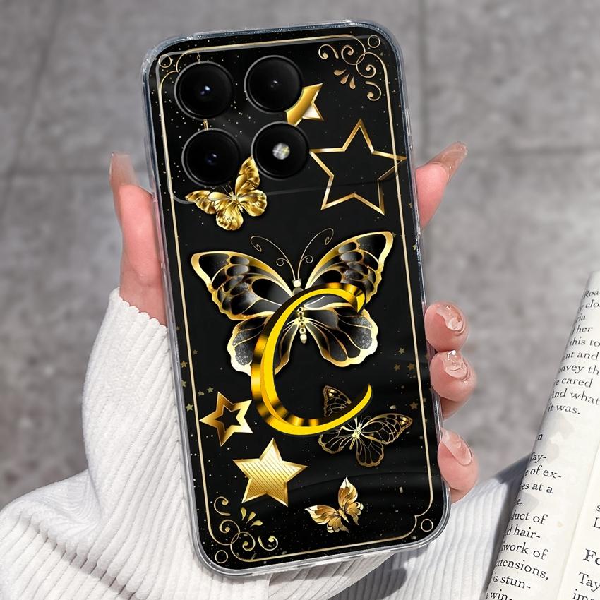 Casing For Redmi K70 K80 K60 K50 K40 K30 K20 Pro K70e K60e K90 Pro Max Phone Case Premium Letters Pattern Transparent TPU Back Cover For Redmi Housing