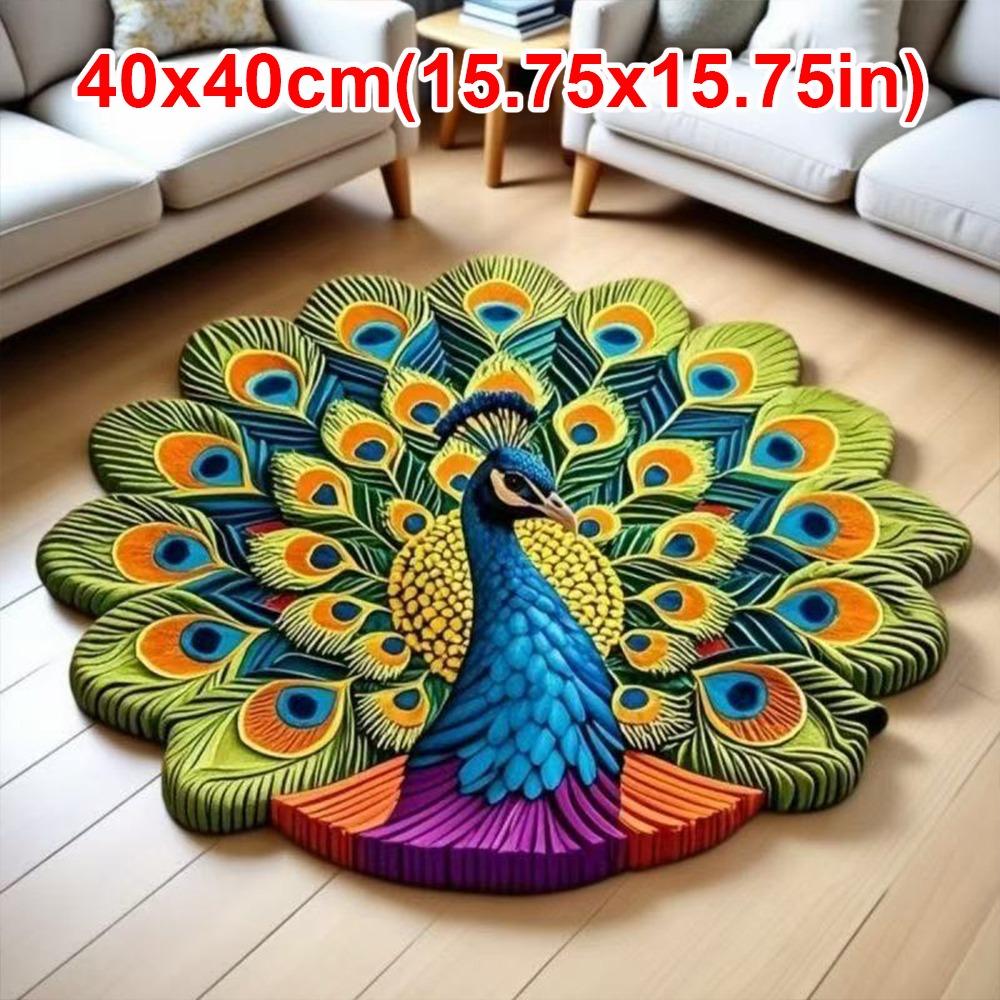 Non-slip Peacock Mat Soft Bathroom Floor Mat Peacock Carpet for Living Room Tea Table Bedside