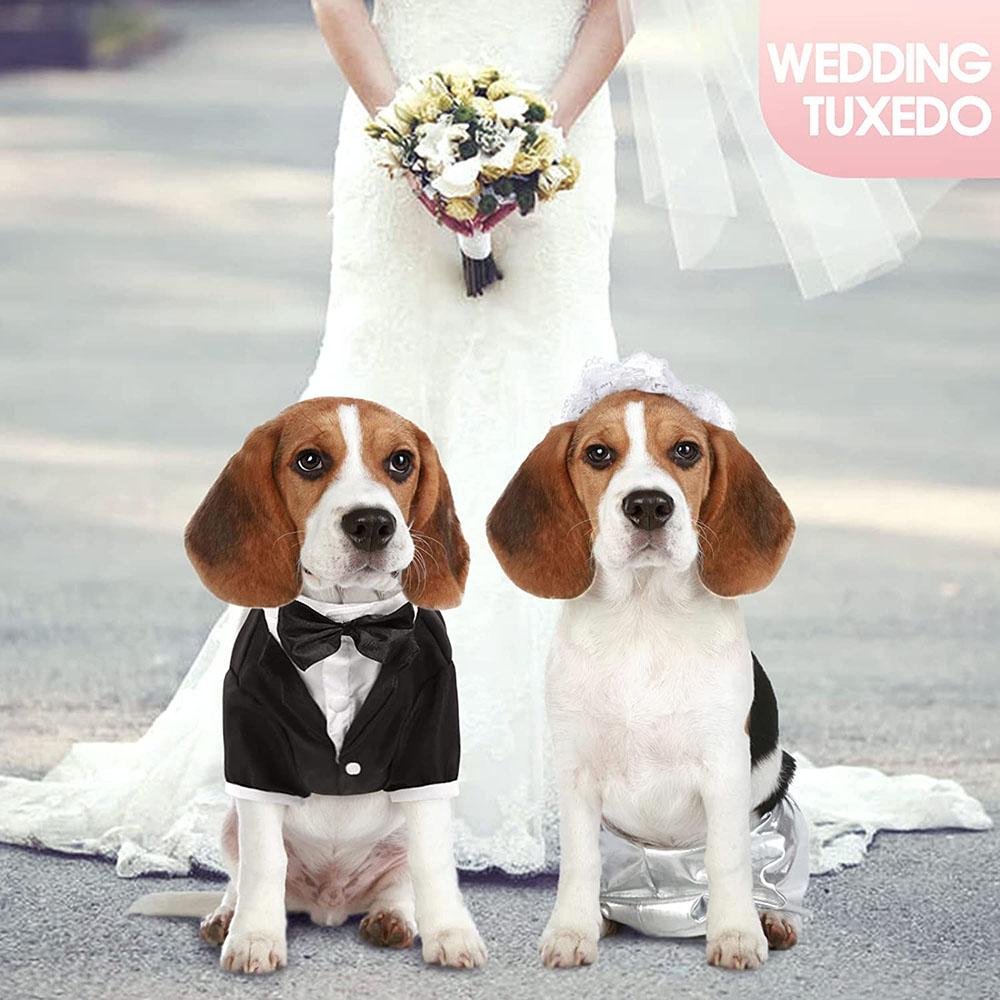 Dog Tuxedo Formal Dog Clothes Shirt Costume Wedding Attire Party Bow Tie Suit Designed for Dogs Cat Outfit Birthday Christmas Pet Costume