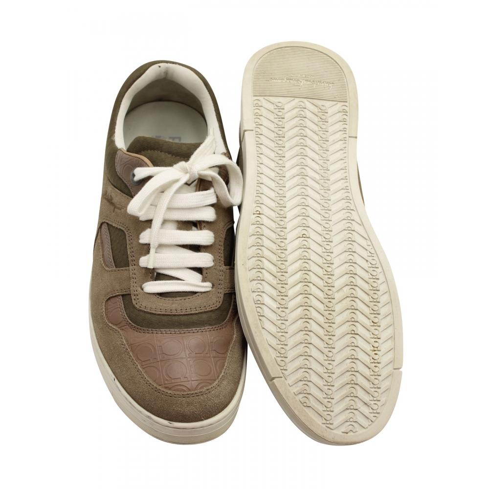 Salvatore Ferragamo Two Toned Sneakers In Brown Suede Brown