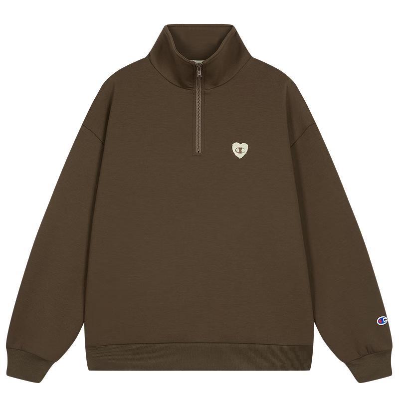 Champion Women s Heart Logo Half-Zip Stand-Up Collar Sweatshirt M