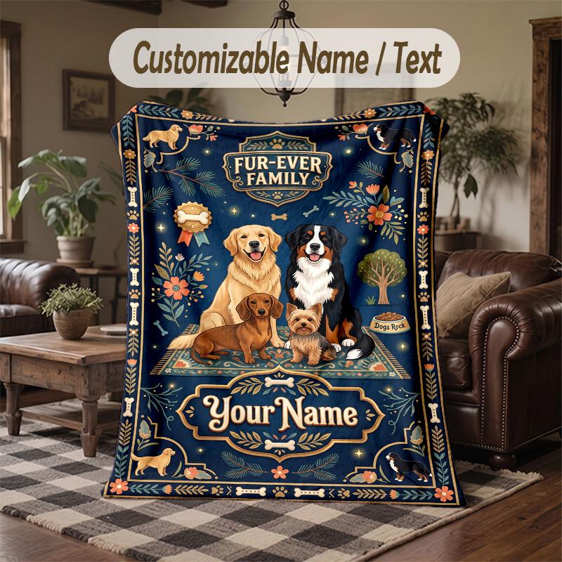 Fruitful Theme Throw Blanket Custom Name Text Personalized Blanket Soft Cozy Blanket for Home Sofa Bed