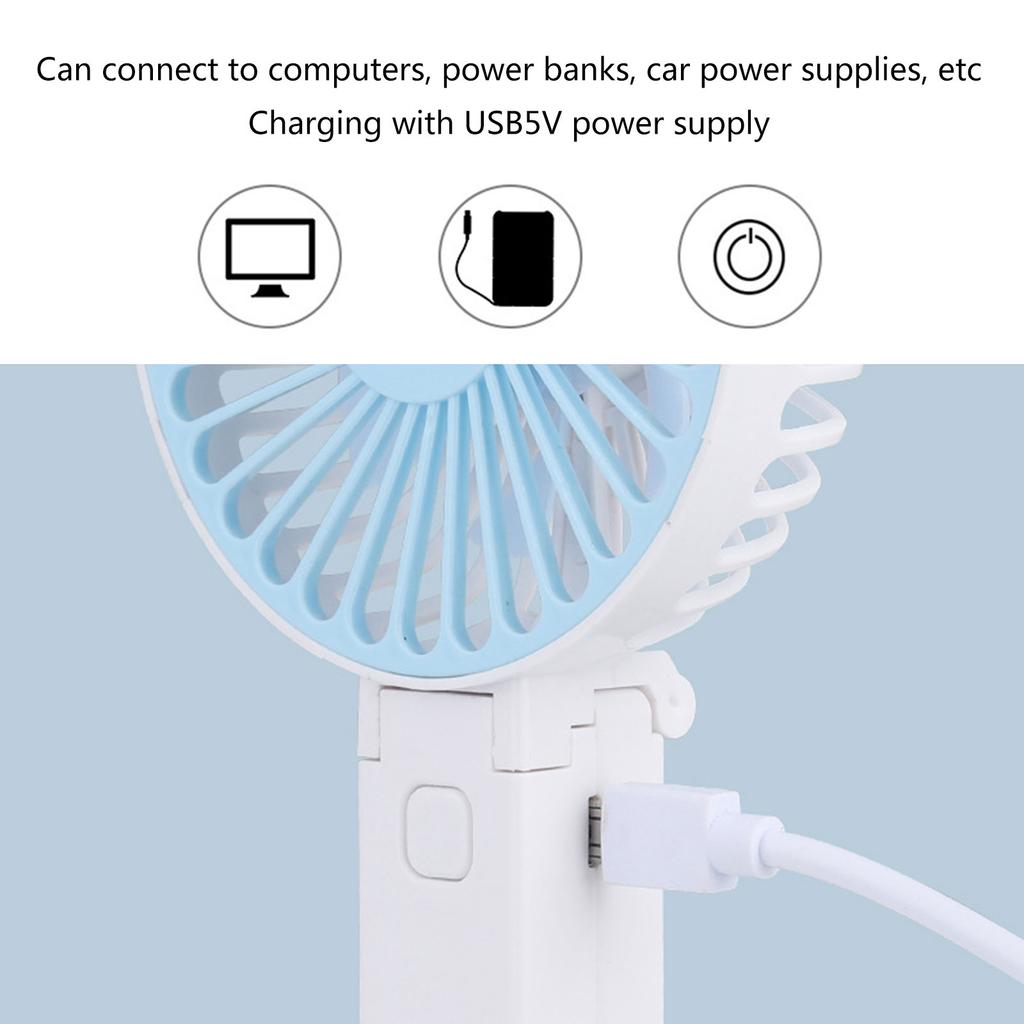Handheld Fan 3000mAh Rechargeable Battery Foldable Handheld Fan Battery Operated with 3 Speed for Outdoor Travel
