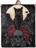 Gothic Black Cat Throw Blanket Soft Plush Flannel for Couch Bedroom Outdoor Travel Perfect Gifts for Her Him Pet Lovers
