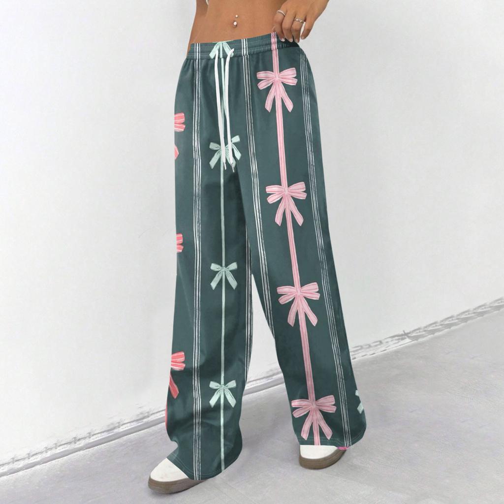 Women's Casual And Fashionable  Elastic Waist Loose Wide Leg Pants