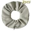 2Pcs Striped Knitted Fabric Solid Color Hair Band Hair Scrunchies With Pocket Zipper For Girls Ponytail Holder Bands