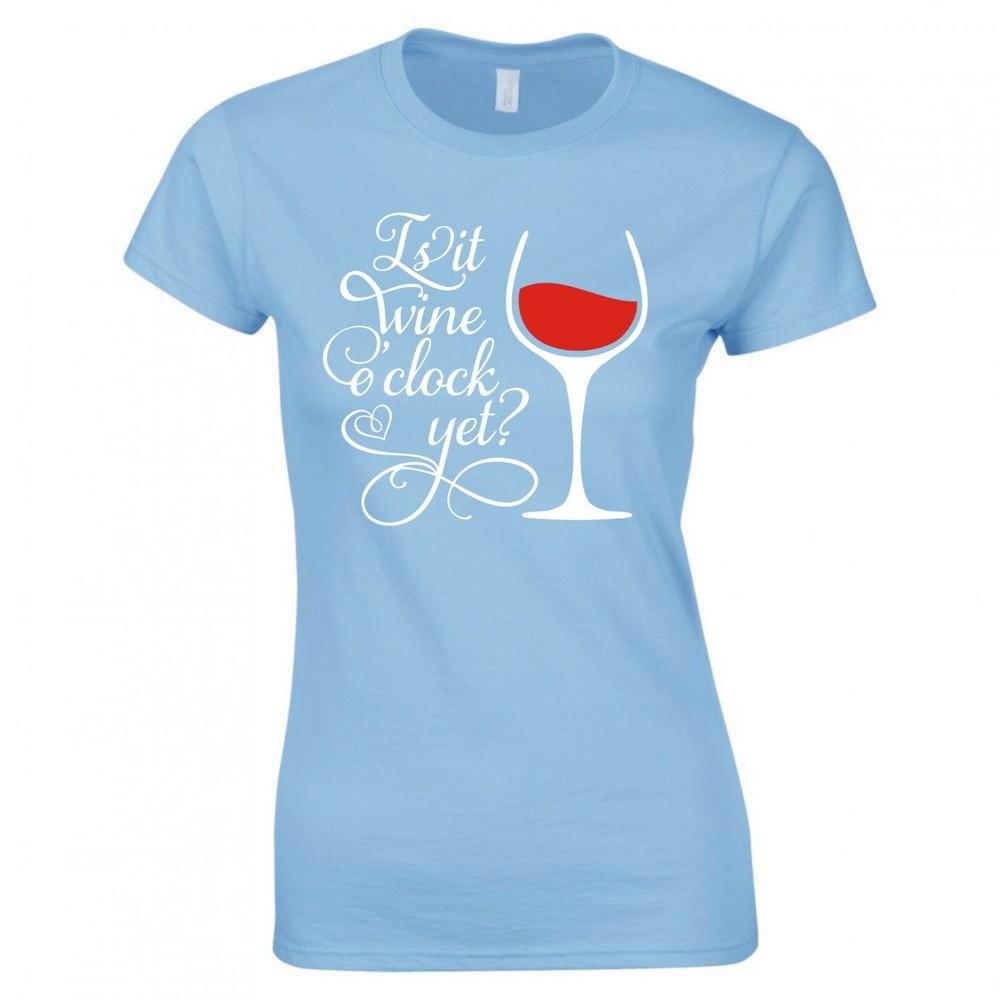 Funny Drinks Is It Wine O Clock Yet Ladies Skinny Fit TShirt S