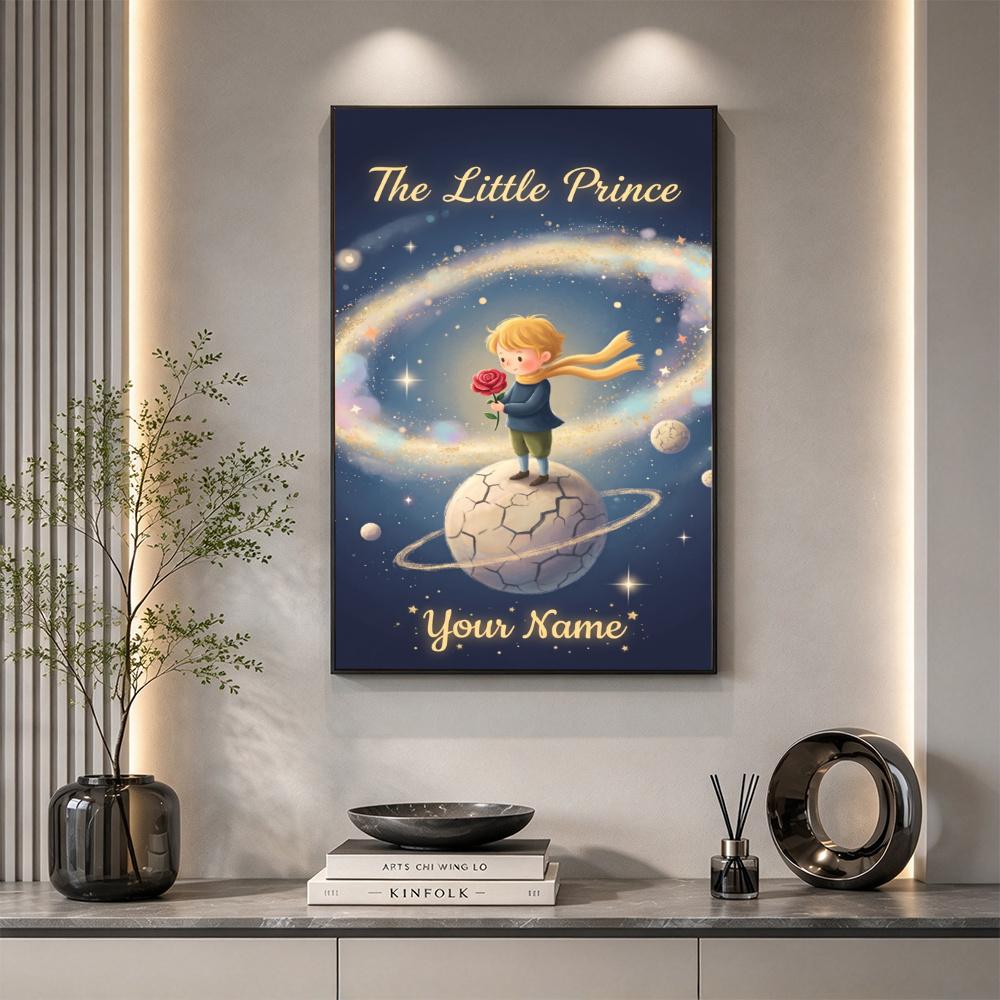 Little Prince Customize Your Name Diamond Painting Round Diamond Rhinestones Mosaic Diamond Embroidery Wall Paintings Rhinestones Gift Frameless