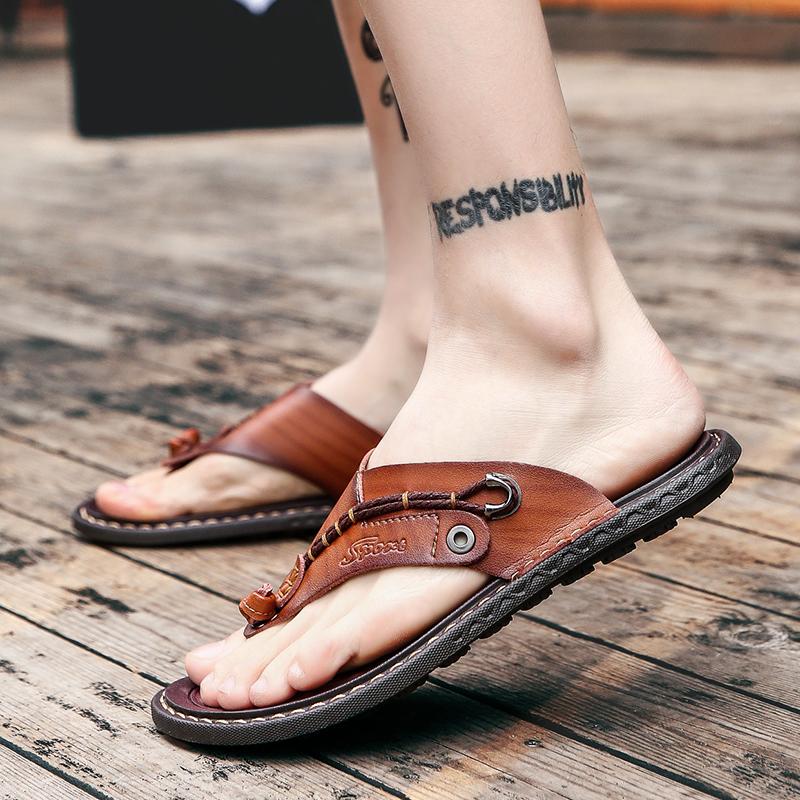 Fashion POLALI Luxury Brand Flip Flops Soft Comfortable Microfiber Leather Slippers Beach Slipper Flip Flop Summer Shoe For Men Size 47
