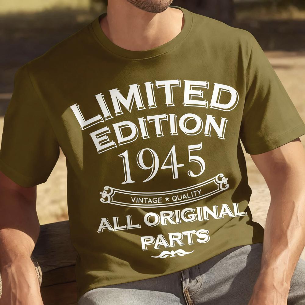Limited Edition 1945 All Original Parts Funny Printed Tshirt Tops Classic Vintage Street Fashion Tshirt  Unisex Cotton Tops