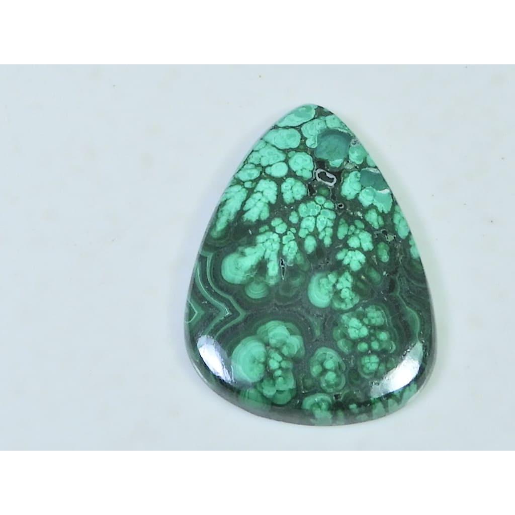 25X34X4MM Natural Malachite Flower Design Pear Cabochon Gemstone 48Cts. D-500