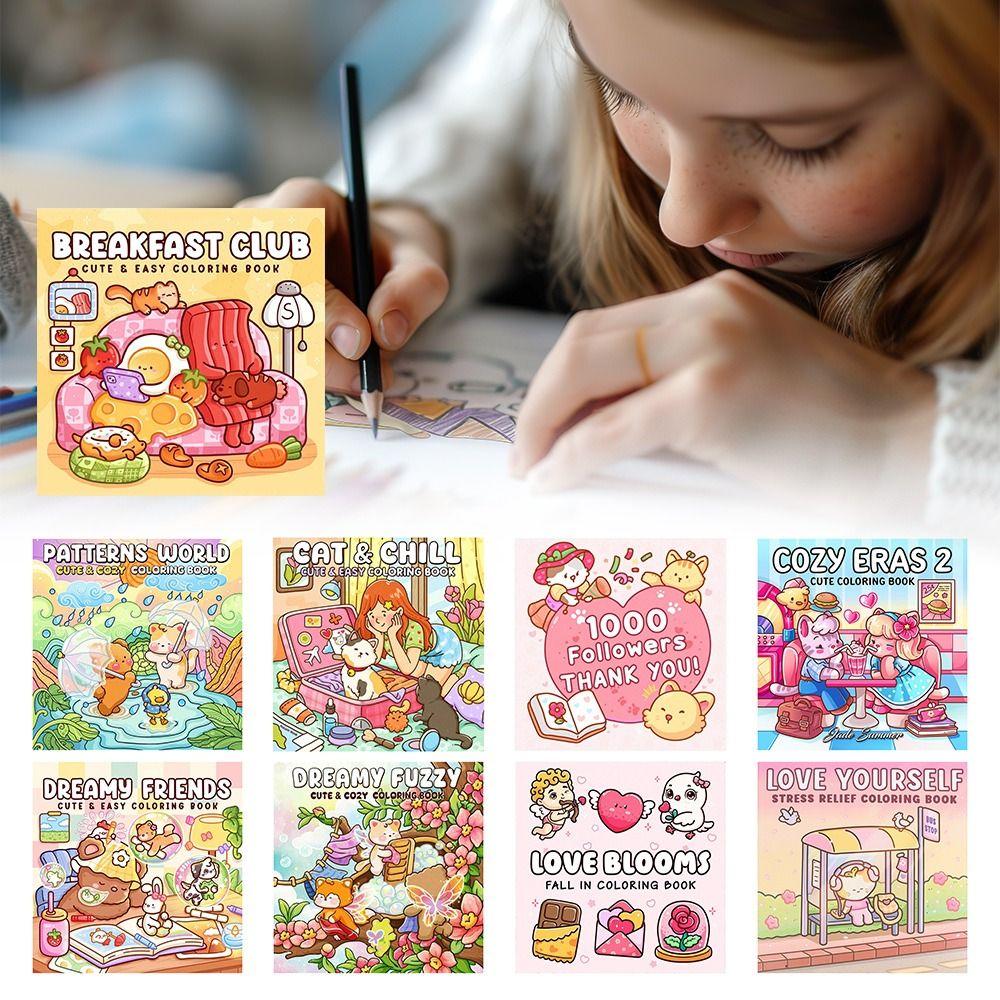 Educational Coloring Book Cartoon Doodles Book Cute Paperback  for Adults And Teens