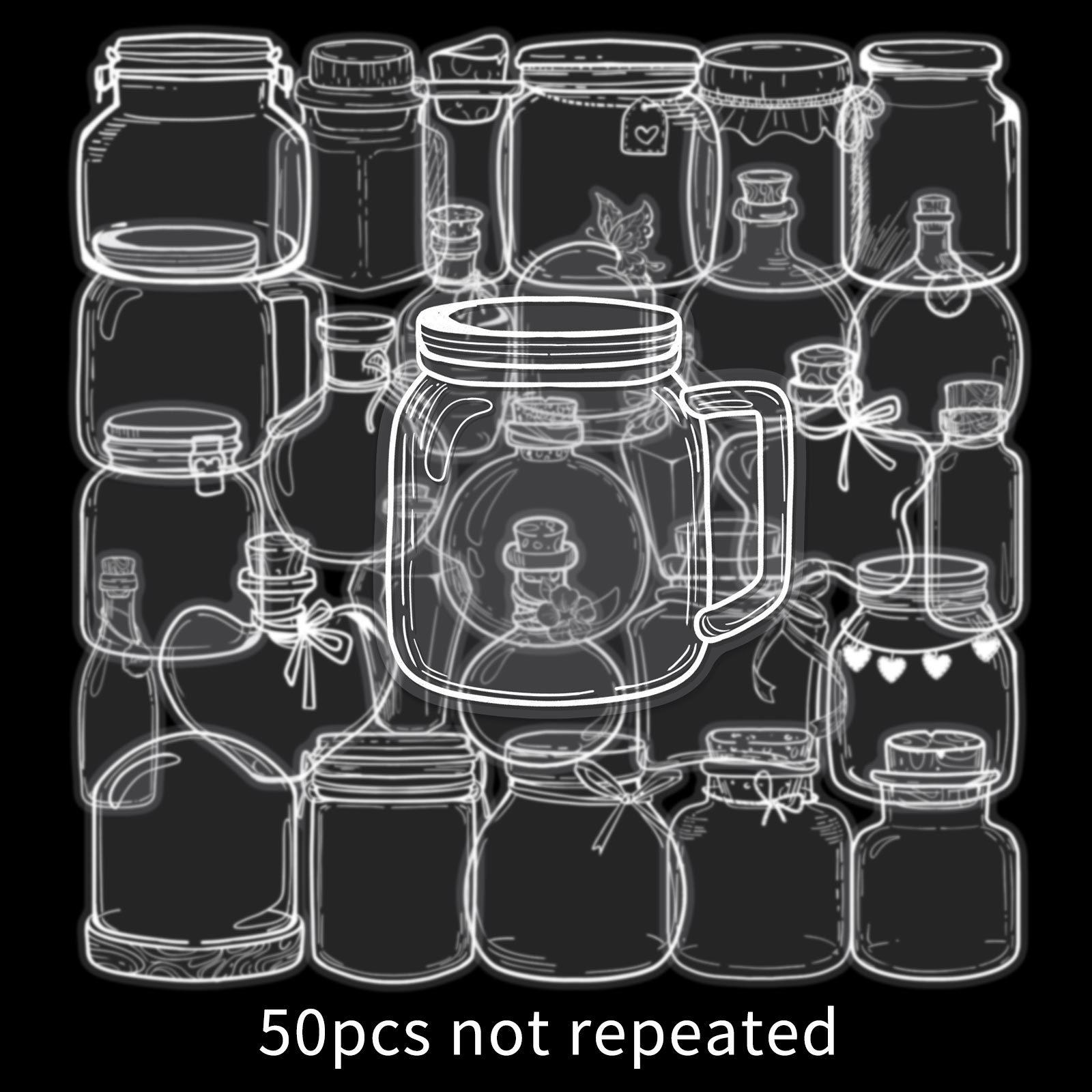 50 Sheets Transparent Wish Bottle Stickers for Suitcase, Phone Case, and Desktop