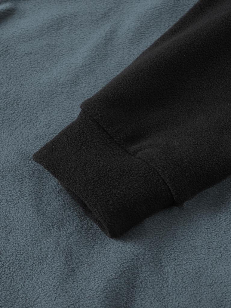 Men's Autumn/Winter Half-Zip Fleece Stand Collar Color Block Jacquard Sweatshirt