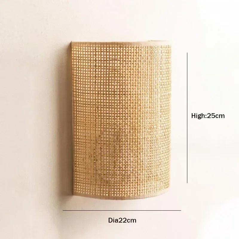 

Светодиодный винтажный бамбуковый бра-светильник из пеньковой веревки для спальни, прикроватные светильники для столовой, гостиной, прохода, японский ротанговый настенный светильник E27 wall lamp