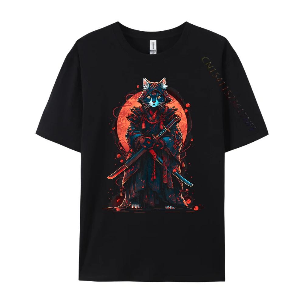 Cat Samurai Ninja Cat Samurai Art Ukiyo E Designer T Shirt Streetwear Unisex Lovers Day 3d Printed T Shirts Adult T Shirts For Men