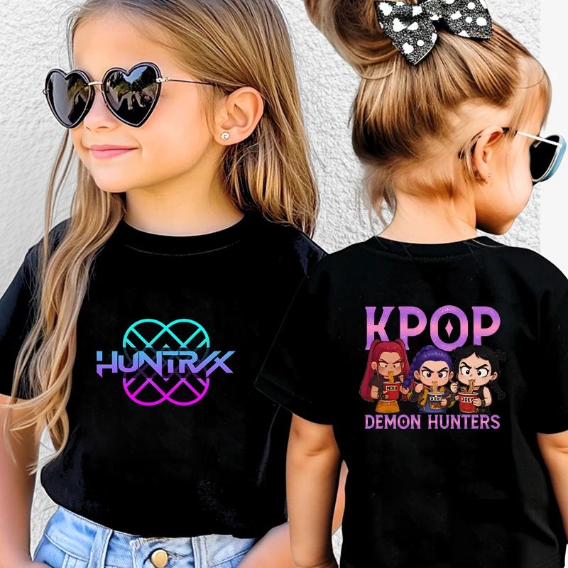 Kids T-Shirt Kpop Demon Hunter Graphic Tops Harajuku Korean Boys Girls Streetwear Short Sleeve Tees Children Clothing