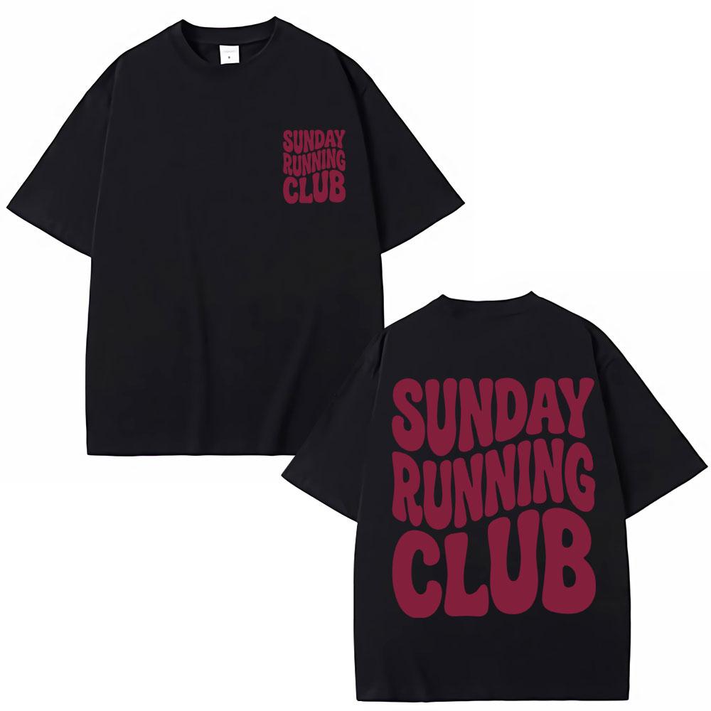 Sunday Running Club Graphic T-Shirt Men Women Sporty Jogging Vintage Summer T Shirts Oversized Cotton Casual T Shirts