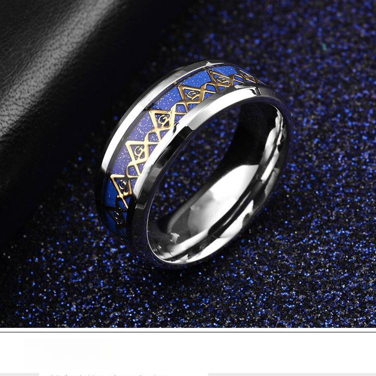 

Европейские и американские мужские украшения из титановой стали, кольца из нержавеющей стали, кольца с эмалью, масонские мужские кольца