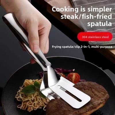 304 Paslanmaz Çelik Çok Fonksiyonlu Mutfak Spatulası ve Biftek Maşası, Evde Yemek Pişirmek İçin İdeal