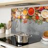 Glass Kitchen Serving Board with Graphic Spice Mix 80x52 cm