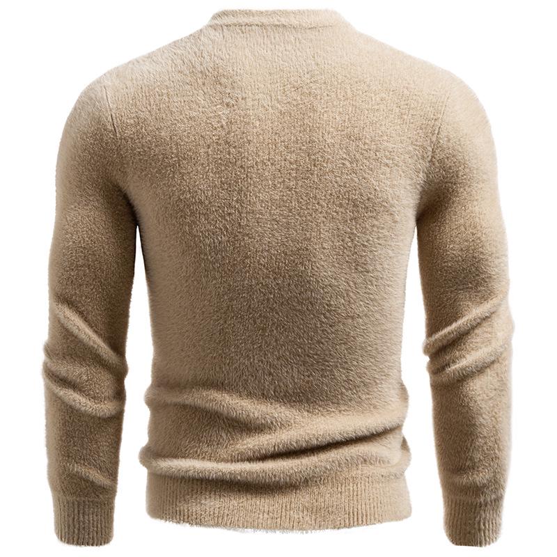 2025 Winter Men's Faux Mink Fur Round Neck Pullover Knitwear - Youth Fashion Casual Base Layer
