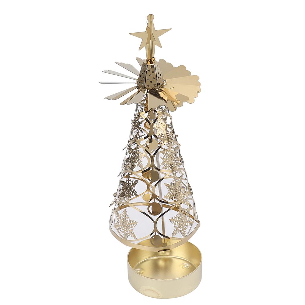Spinning Candle Holder Rotating Candlestick Set for Romantic Wedding Christmas Party Gold Snowflake