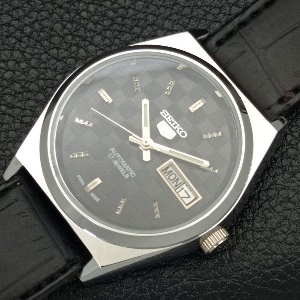 REFURBISHED SEIKO 5 AUTOMATIC MENS WATCH JAPAN MADE BLACK DIAL CUSTOM a440038-2 QV90-a440038