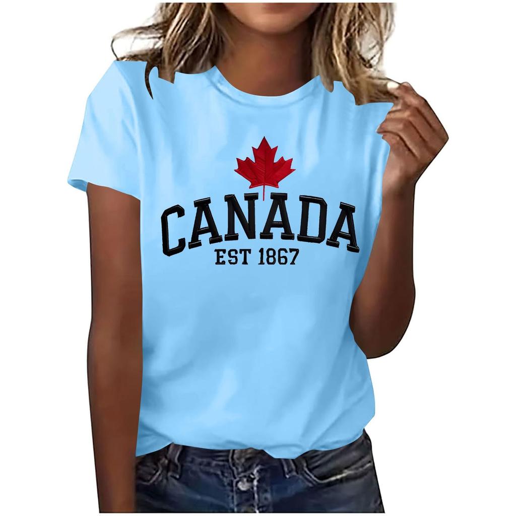 Damen Mode Lässiges Oberteil mit Ahornblatt-Print