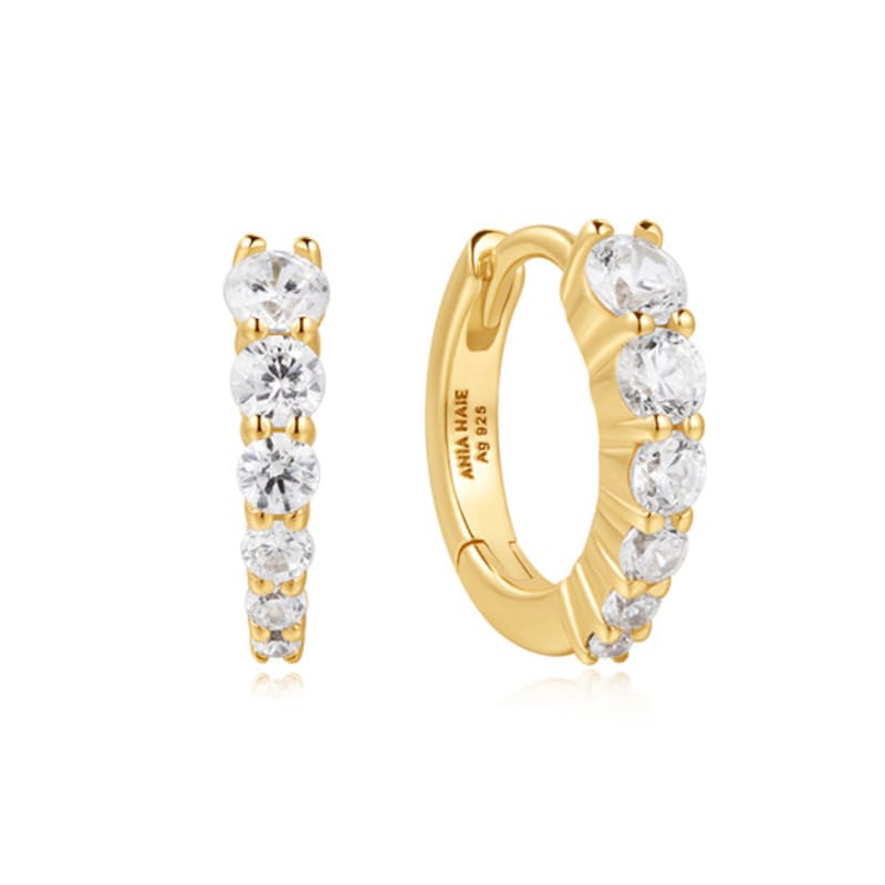 

ANIA HAIE Gold Gradient Pave 925 Silver Hoop Earrings E061-06G single type