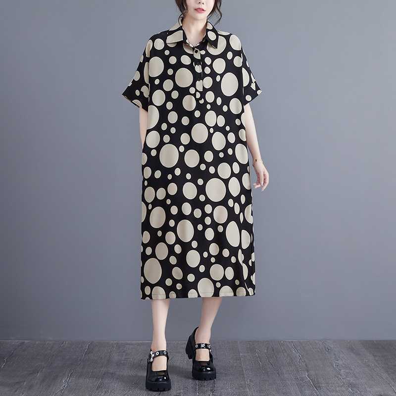 Summer Sale! Trendy Oversized Polka Dot Print Dress Youthful Chic Casual Style