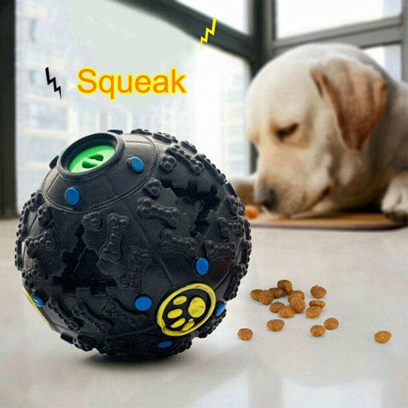 Dog Cat Pet Giggle Ball Tough Treat Sound Activity Training Squeaky Chew Fun Toy
