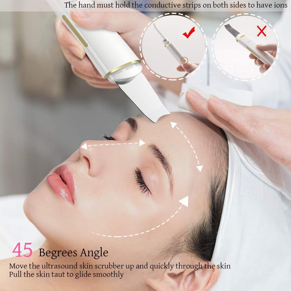 Ultrasonic Skin Scrubber & Microcurrent Color Light Therapy Device for Blackhead Removal & Dead Skin Cleansing