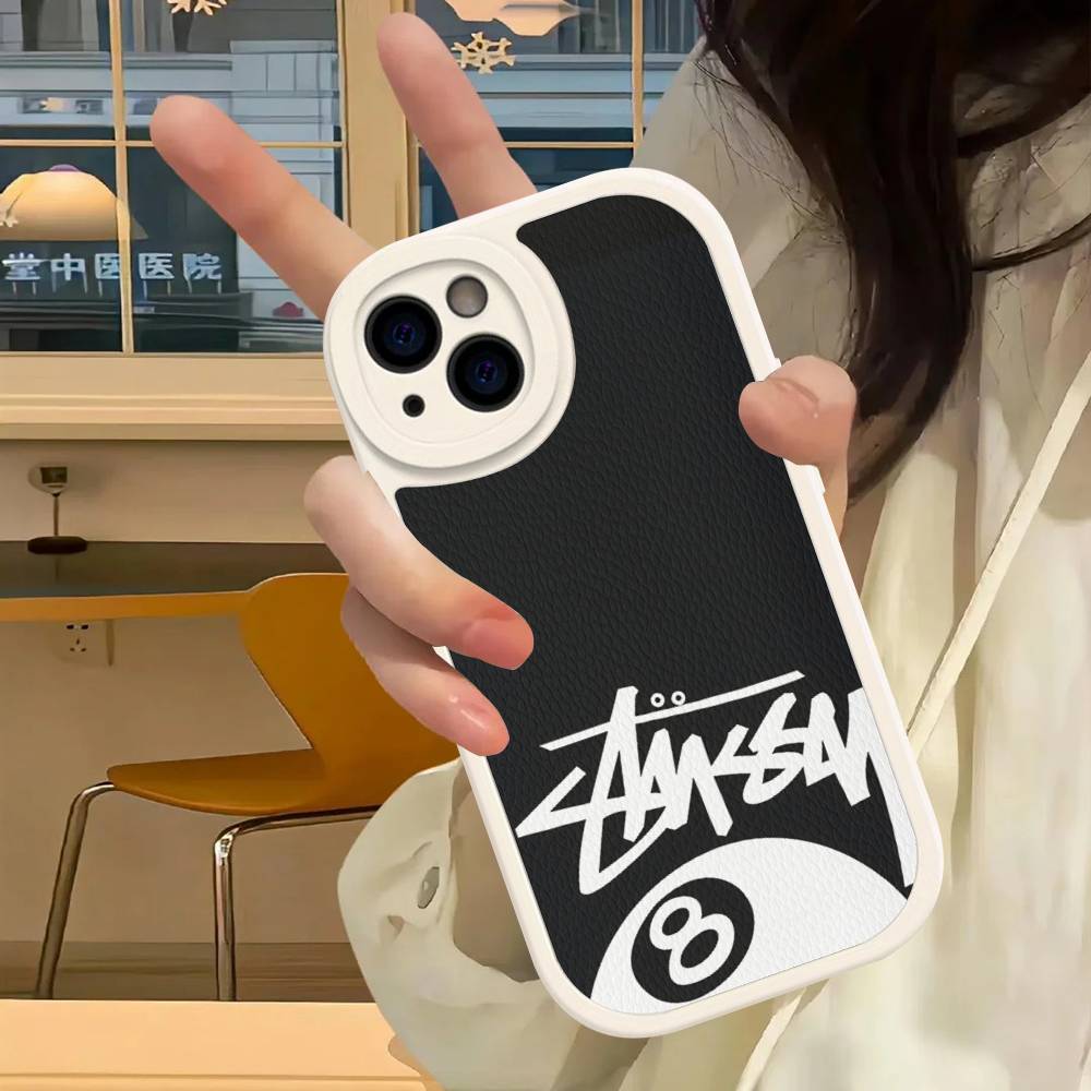 Zwart-Wit NO.8 Bal Leer Telefoonhoesje Voor IPhone 16 15 14 13 12 11 Pro Max Plus Cover