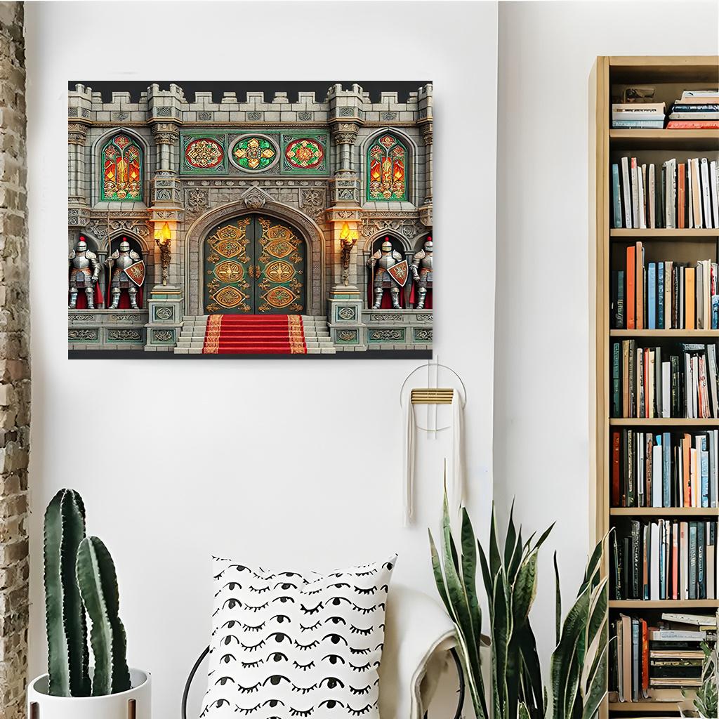 A Polyester Background for the Castle Entrance  a Medieval Wall Hanging for Home  Room and Party Decoration