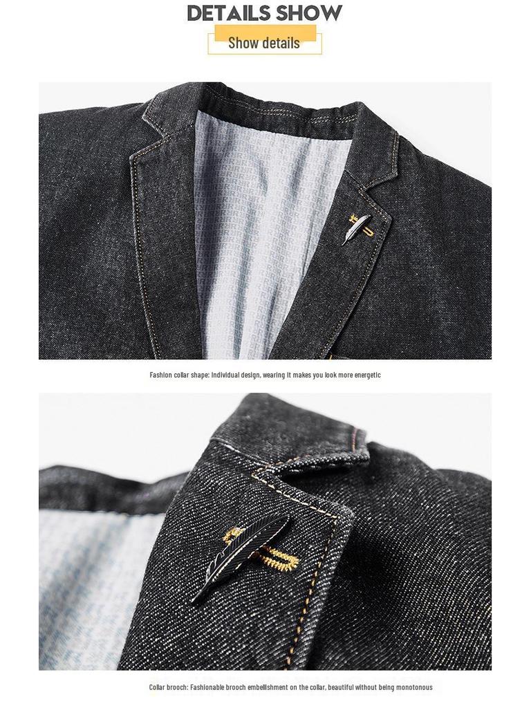 Men's Urban Slim Fit Denim Lapel Jacket - Spring/Autumn Collection.