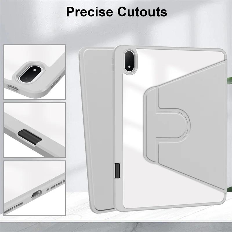 For Oneplus Pad 3 One Plus Pad 3 13.2 inch Case with Pencil Holder 360 Rotating PU Leather Acrylic Clear Hard Stand Cover