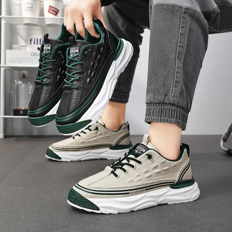 Fashion Versatile White Shoes Men Thick Soled Anti Slip Sneaker Soft Soled Comfort Casual Board Shoes Men's Running Tenis Hommes
