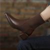 Autumn Winter Ankle Socks Shoes Women Fashion Knitted Short Boots Women Slip on High Heels Botas De Mujer
