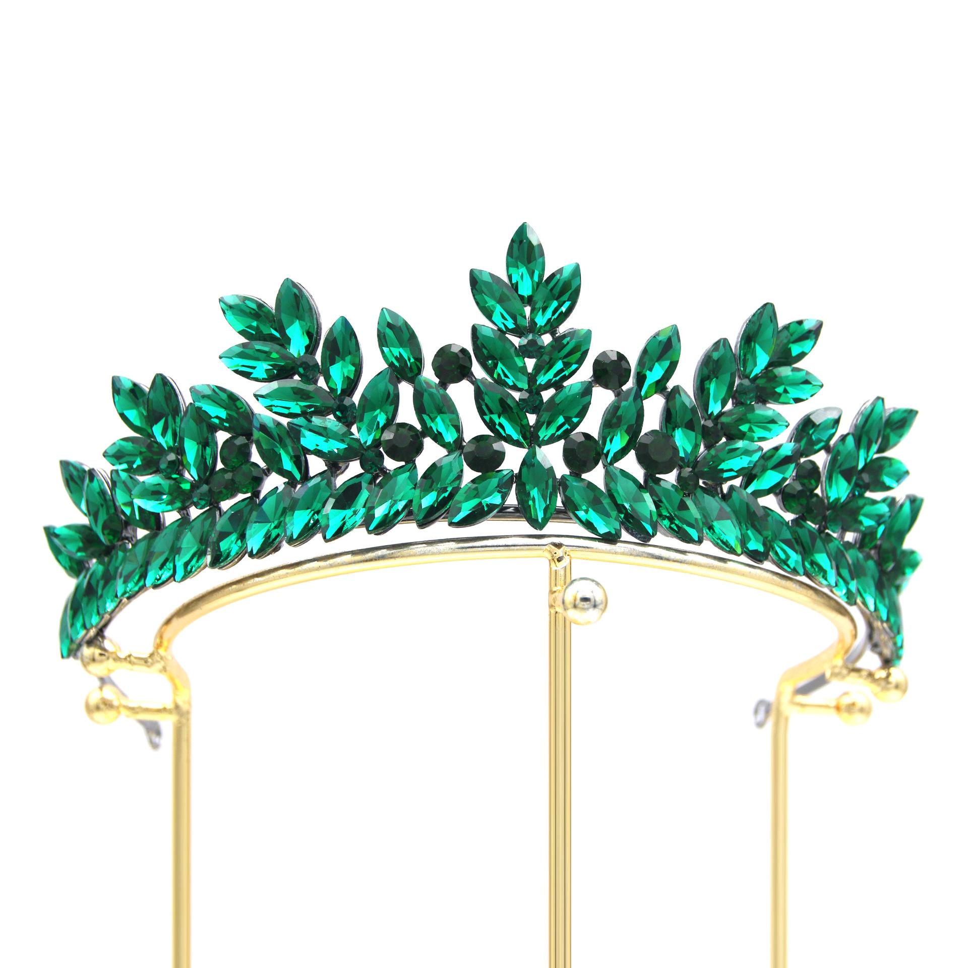 

Европейская и американская свадебная корона тиара барокко круглая из сплава с гальваническим покрытием черный кристалл свадебные аксессуары для волос