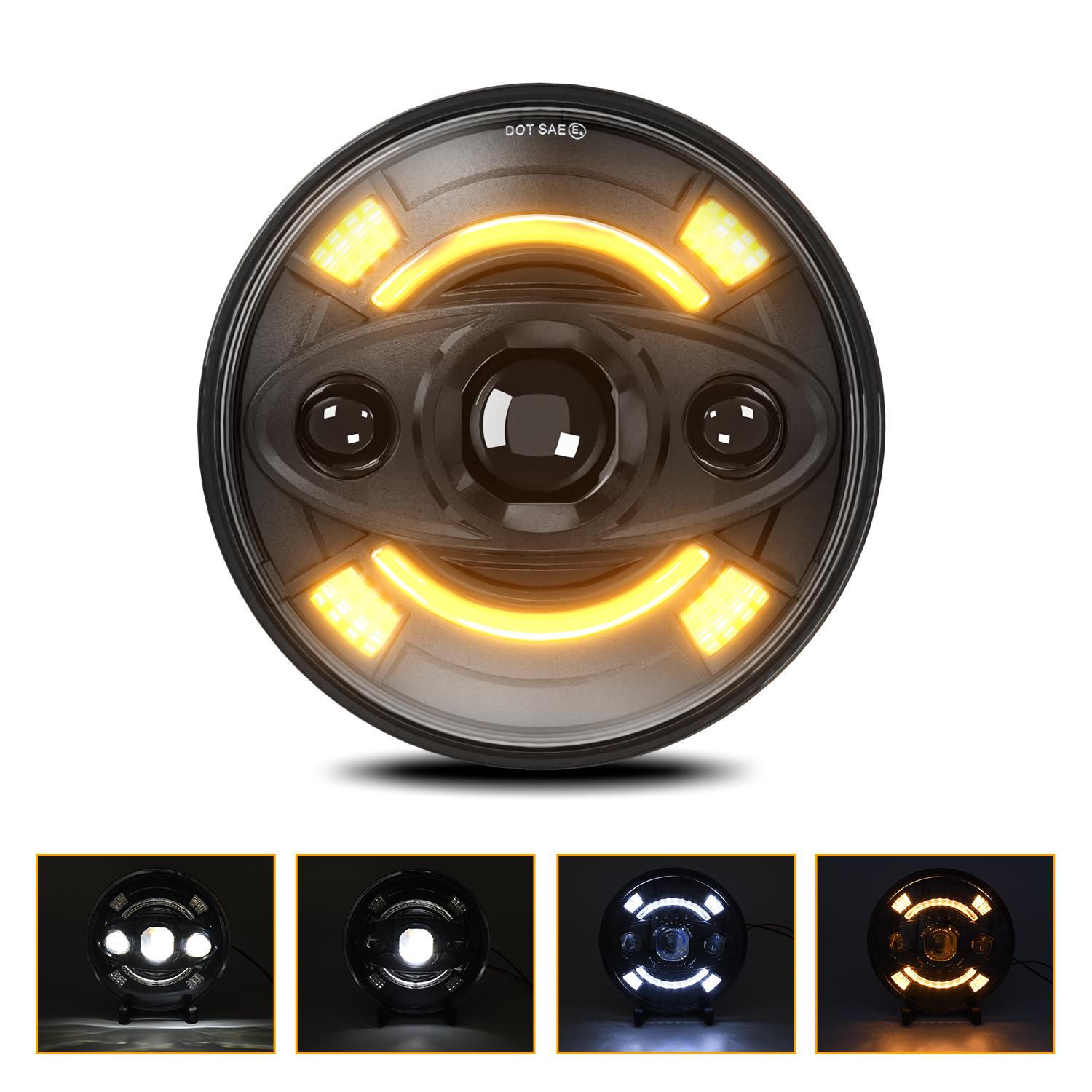 

7 Inch Round LED Headlight Anti Glare High Low Beam Aluminum Shell Off Road Vehicle Headlamp Type A