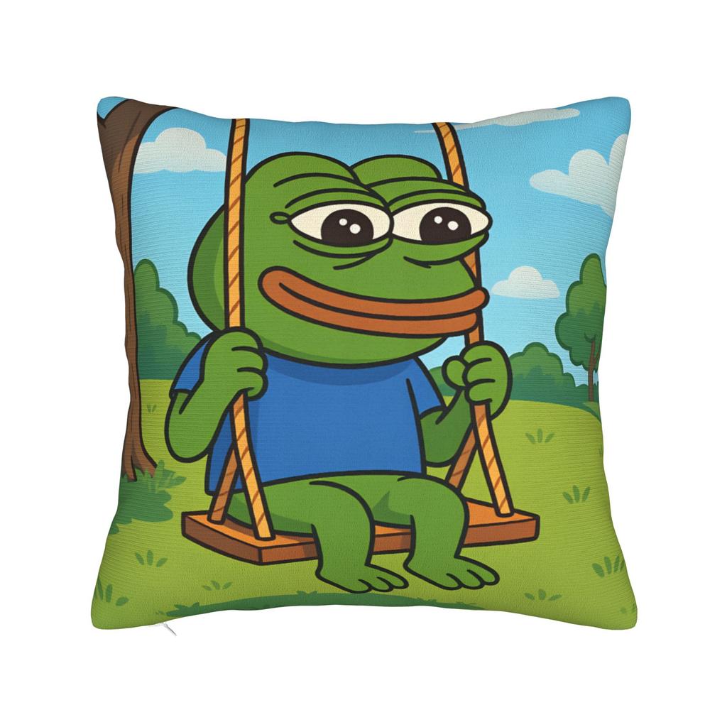 Sad Pepes Frog Hot Square Pillow Case Funny Meme Cushion Cover Novelty Zippered Decor Throw Pillow Case Cover for Seat 18"