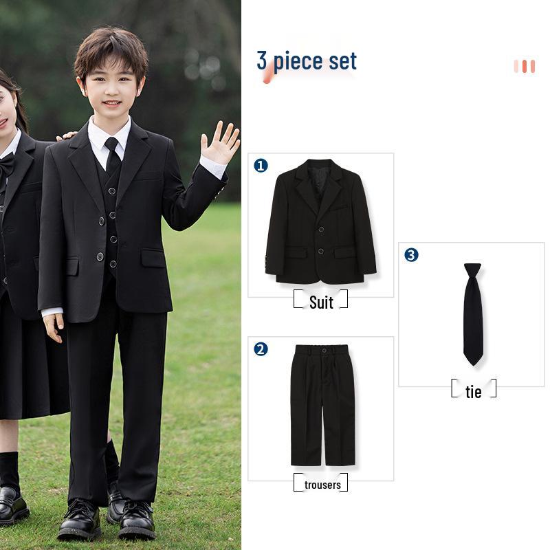 Academy Style School Uniform Set for Boys and Girls - Black Suit Graduation Attire