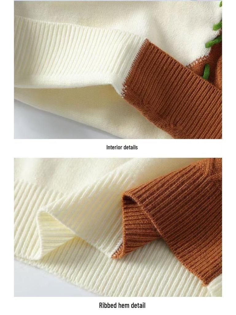 Men's Patchwork Color Block Wool Sweater - Winter Casual Loose Fit